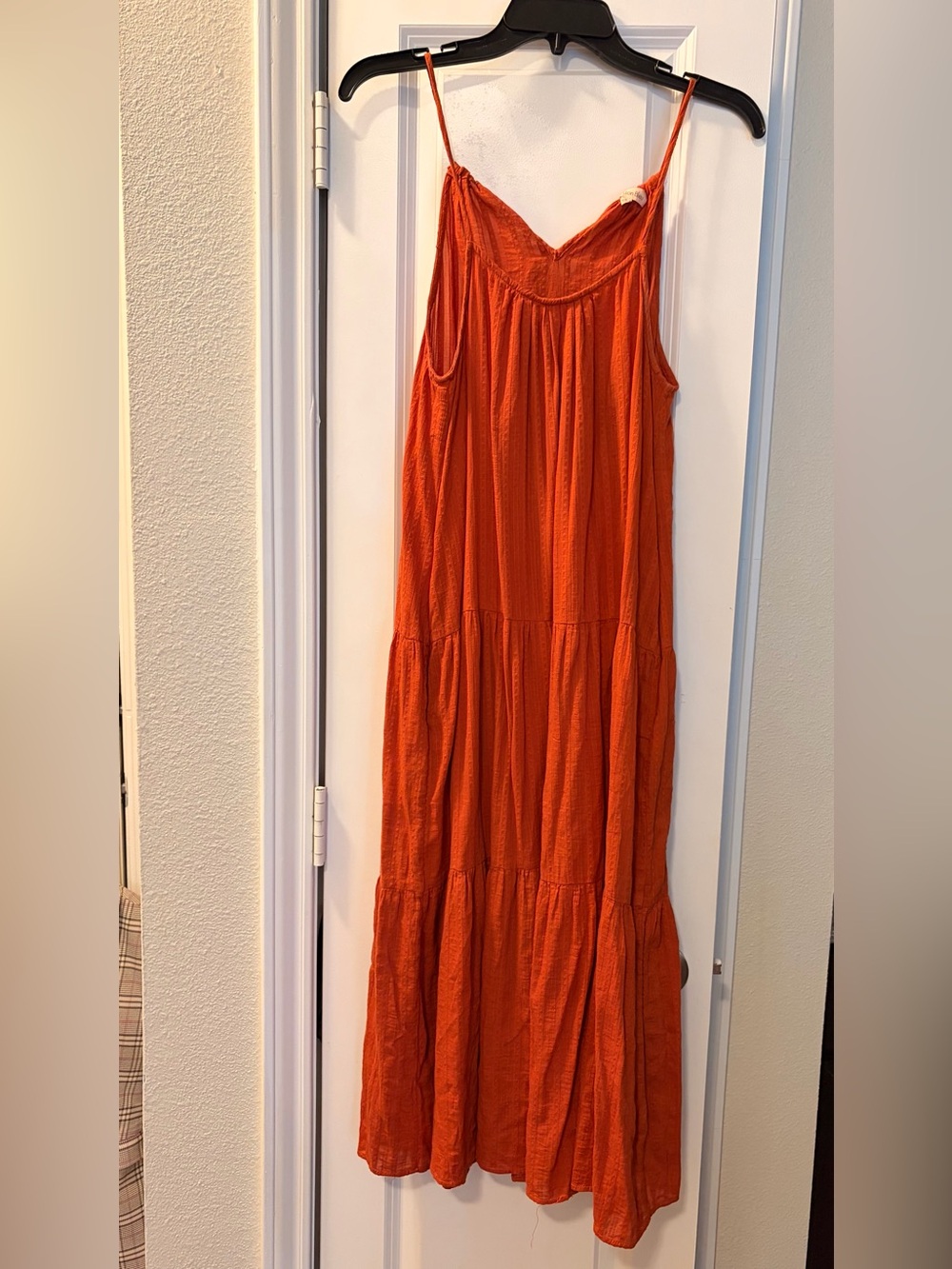 Lightweight Orange Tiered Maxi Dress with Spaghetti Straps